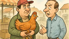 Vtip: Stojí Fero na trhu so sliepkou...