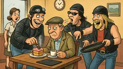 Vtip: Sedí starší pán v motoreste...