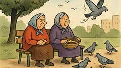 Vtip: Dve babky v parku kŕmia holuby...