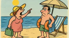 Vtip: Manželský pár na dovolenke pri mori...